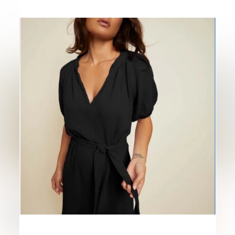 Nation LTD short  sleeve crinkle gauze belted dress XS NWOT